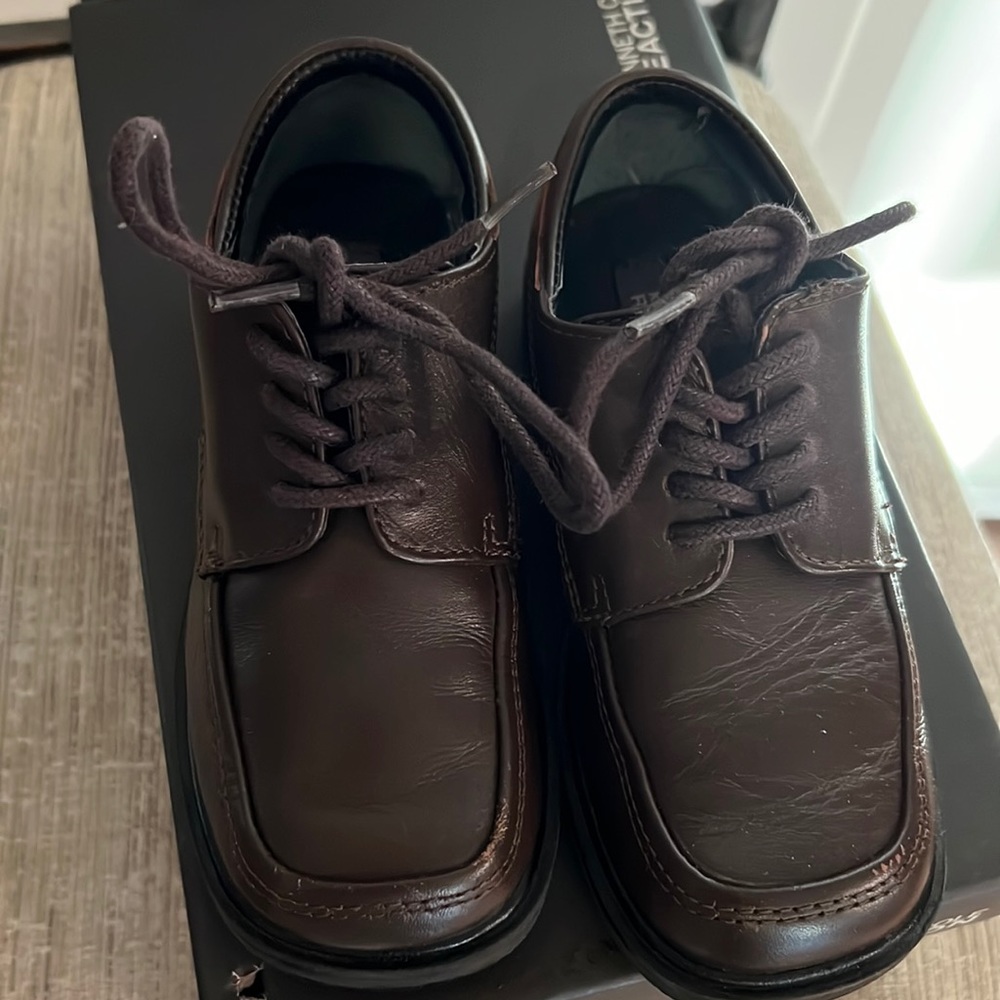 Little boys T Flex chocolate brown leather dress shoe